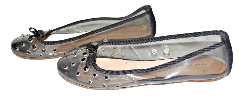 Marc by Marc Jacobs Tachonado Plástico Transparente con Lazo Negro Pisos Eur 36.5 EE. UU. 6 Foto 2 de 4