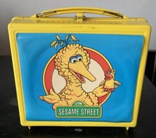 Vintage Sesame Street Big Bird Plastic Lunch Box Lunchbox With Thermos1985