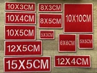 RED Embroidery Personalised Name Badges Patches Various Sizes Hook Backed