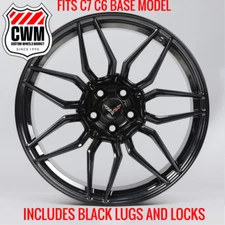 GLOSS BLACK C8 Z06 FLOW FORGED CORVETTE SPIDER WHEELS 19x8.5/20x10 2014-2019 C7