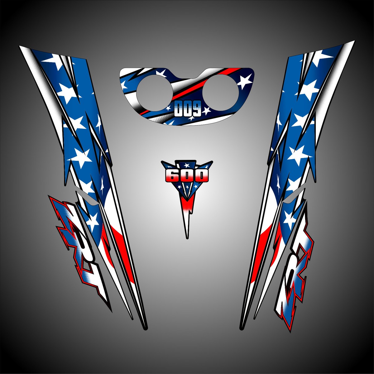 ARCTIC CAT ZRT 600 TRIPLE HOOD DECAL KIT GRAPHICS 1996 1997 1998
