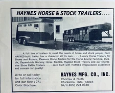 Chickasha OK Haynes Manufacturing Co Inc Horse Advertisement 1971 Print Ad