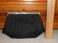Vintage Ande' Black Satin Clutch Purse