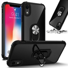 For Iphone Xs Max X Xs Xr Case Kickstand Shockproof Ring Clear Hard Cover