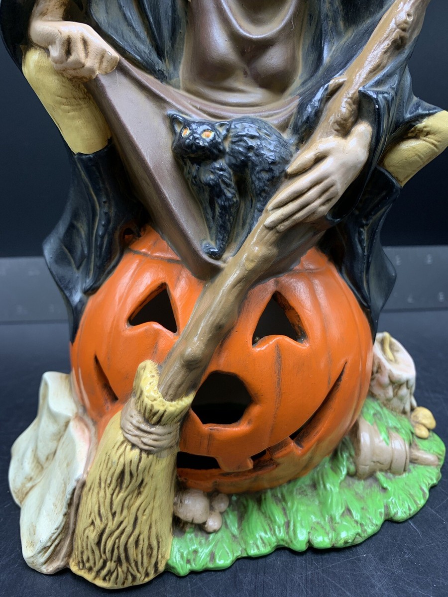 Vintage Ceramic Halloween Witch Jack O Lantern Byron Mold Company