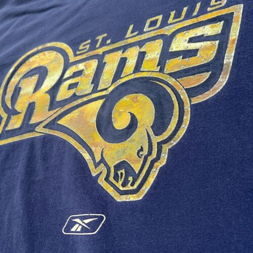 Vintage St Louis Rams Shirt Mens XL Blue Crew Neck Reebok Logo NFL Football Y2K - Picture 3 of 11