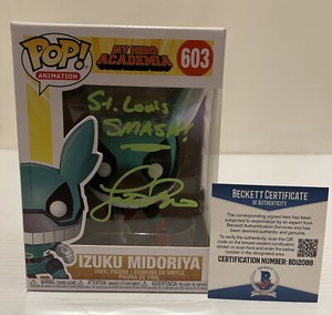 Justin Briner Signed Izuku Midoriya Deku MY HERO ACADEMIA Funko Pop BECKETT 16