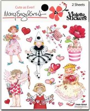 Mary Engelbreit Stickers 2 Sheets Whimsical Valentine Hearts Bow Arrow Ballerina