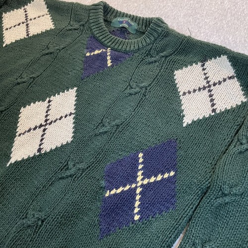 Embassy Row Hand Knit Fishermans Cable Knit Tight Knit Sweater Argyle Men’s sz L - Picture 2 of 6