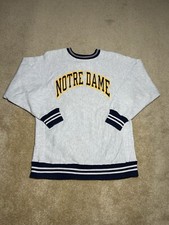 Vintage Champion Reverse Weave Notre Dame Spell Out Sweatshirt Large USA Made