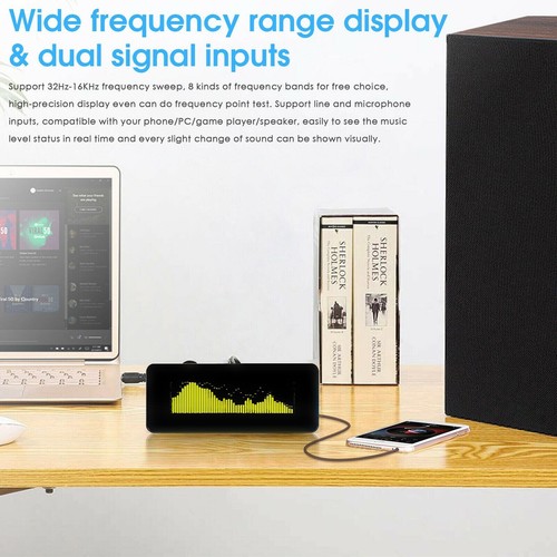 Hi-End OLED Sound Level Meter Audio Spectrum Analyzer Digital Home Decor Clock - Picture 2 of 11