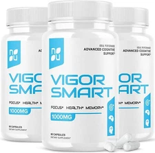 Vigor Smart Brain Booster Pills Advanced Cognitive Focus Support 1000mg (3 Pack)