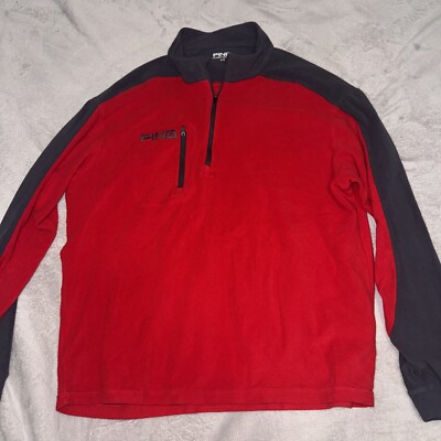 Ping Collection 1/4 Zip Pullover Jacket Sweater Golf Red Gray