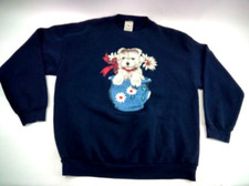 Ross Sportswear Dog with a Flower Black Sweatshirt Made in USA Size XL