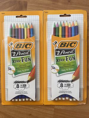 NEW BIC Xtra Fun Pencils #2 Black 8 Pack Colors Lot 2 (16 Total) School Supplies