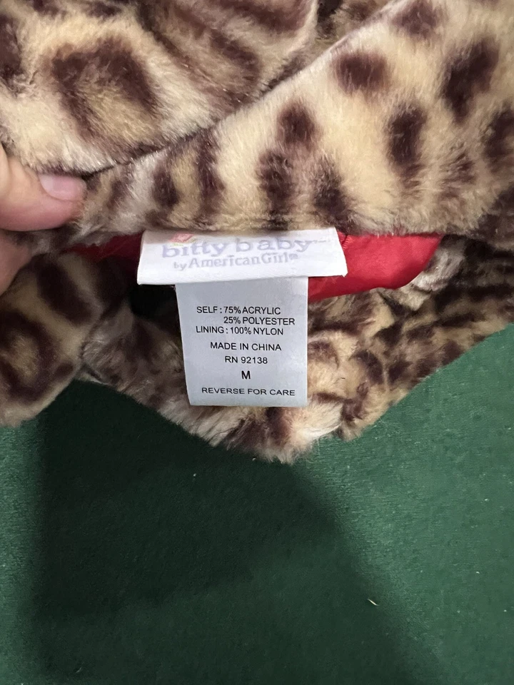 Abrigo mediano American Girl Bitty Baby Girls chocolate cereza leopardo piel sintética Foto 3 de 4