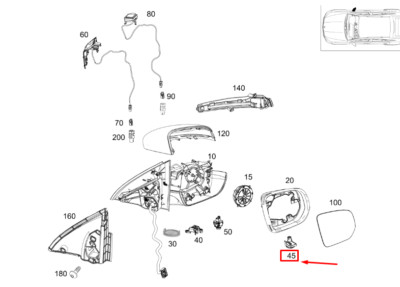 MB GLE W167 Projektor für Umgebungslicht am rechten Spiegel RHD A1679069602teil