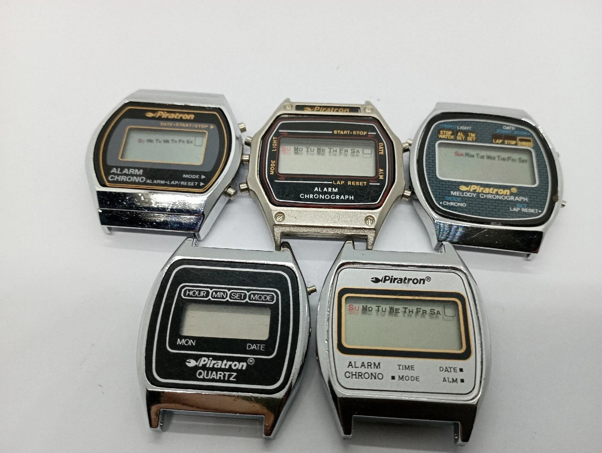 VINTAGE LOT 80 s LCD Digital Watch PIRATRON ALARM Chronograph melody Made China