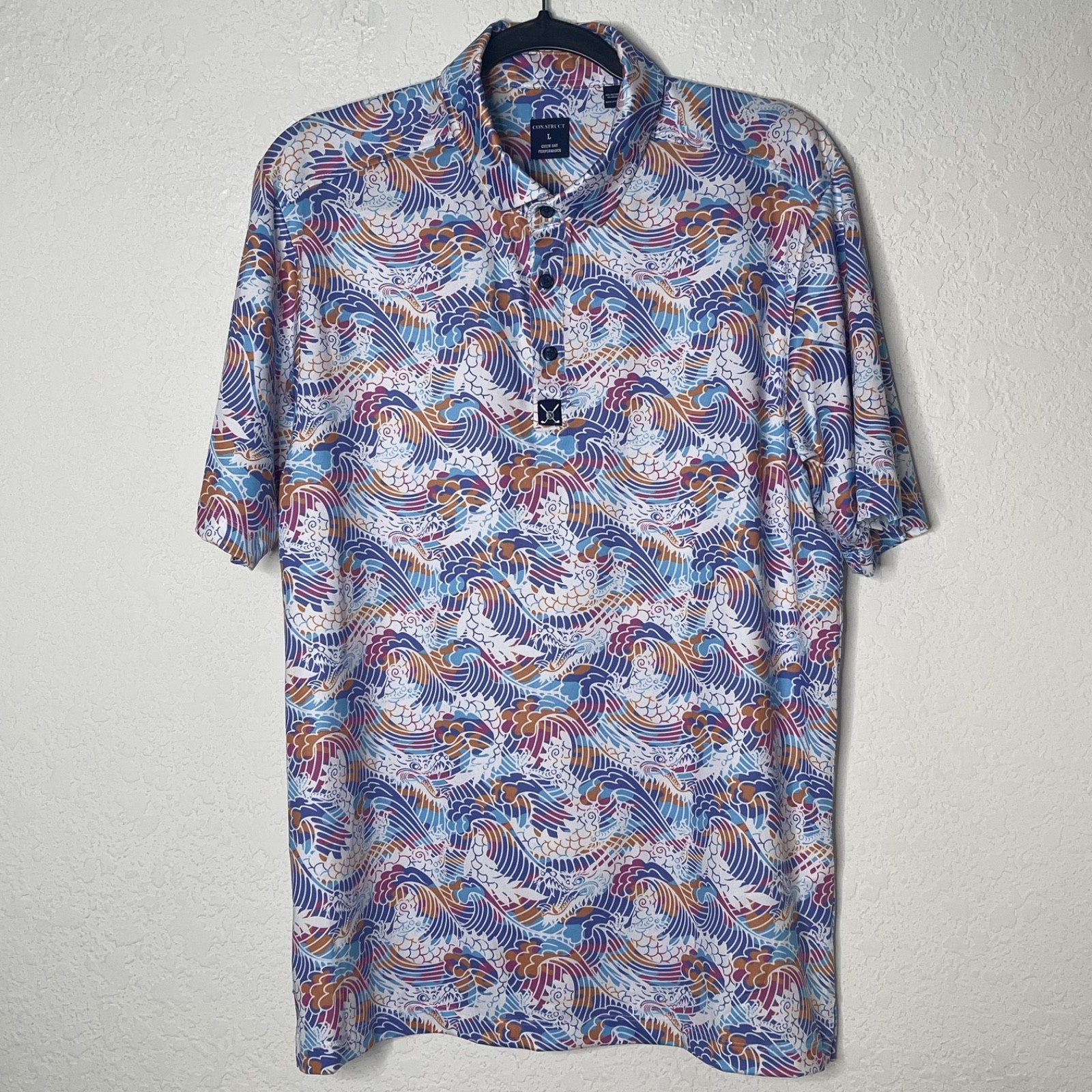 Construct Quick Dry Performance Golf Shirt Sz L D… - image 1