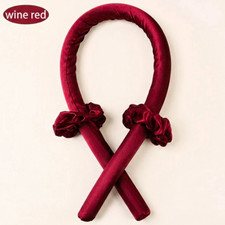 Wine Red Heatless Bendy Hair Curling Roller Headband Rod for Women