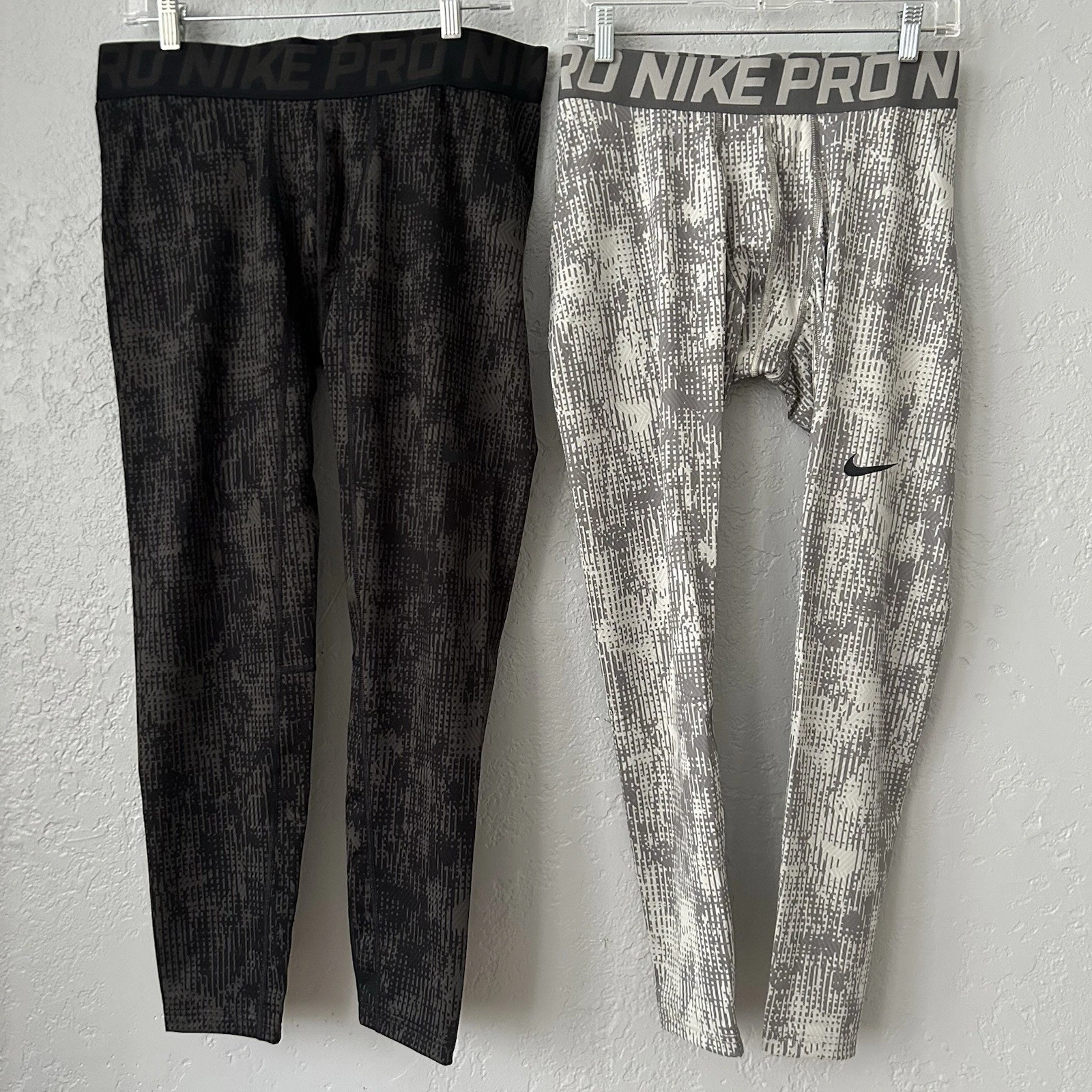 Nike Pro Tights Mens 2XL Gray Black Hyperwarm Compression Base Layer Training