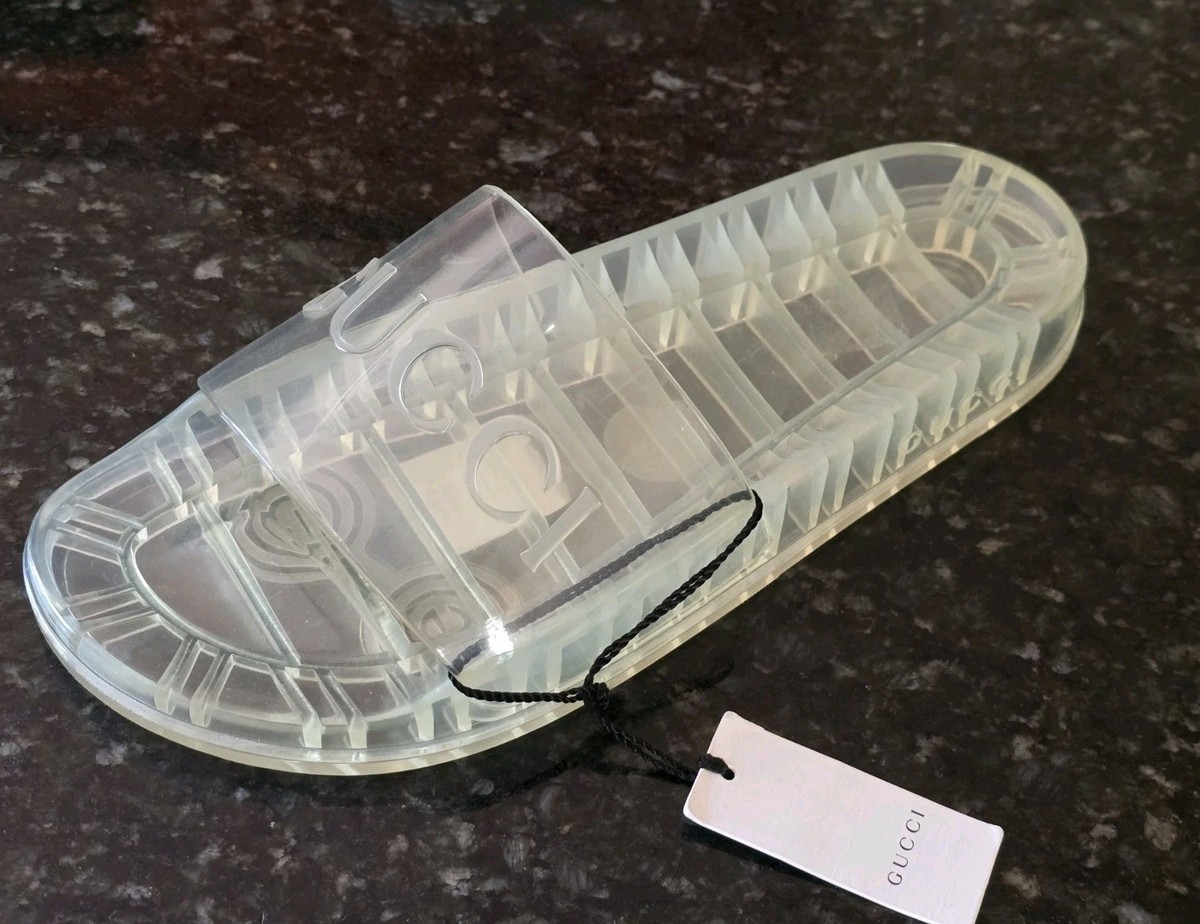 GUCCI Slides size US 10.5 UK 10 Transparent Clear Gucci Logo