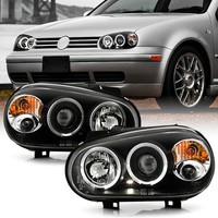 LED Angel Eyes Scheinwerfer FüR VW Golf IV 4 Schwarz Inkl. NSW 09.1997-09.2003