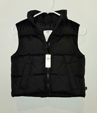 New Gap Kids Puffer Vest M Black Full Zip Pockets Girl Boy Unisex Sleeveless