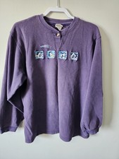Vintage Disney Store Mickey Minnie Donald Goofy Purple Sweatshirt Size L