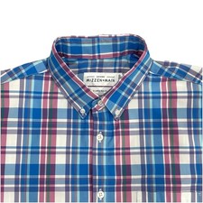 Mizzen Main Shirt Mens XL White Multicolor Leeward Trim Fit Short Sleeve Stretch