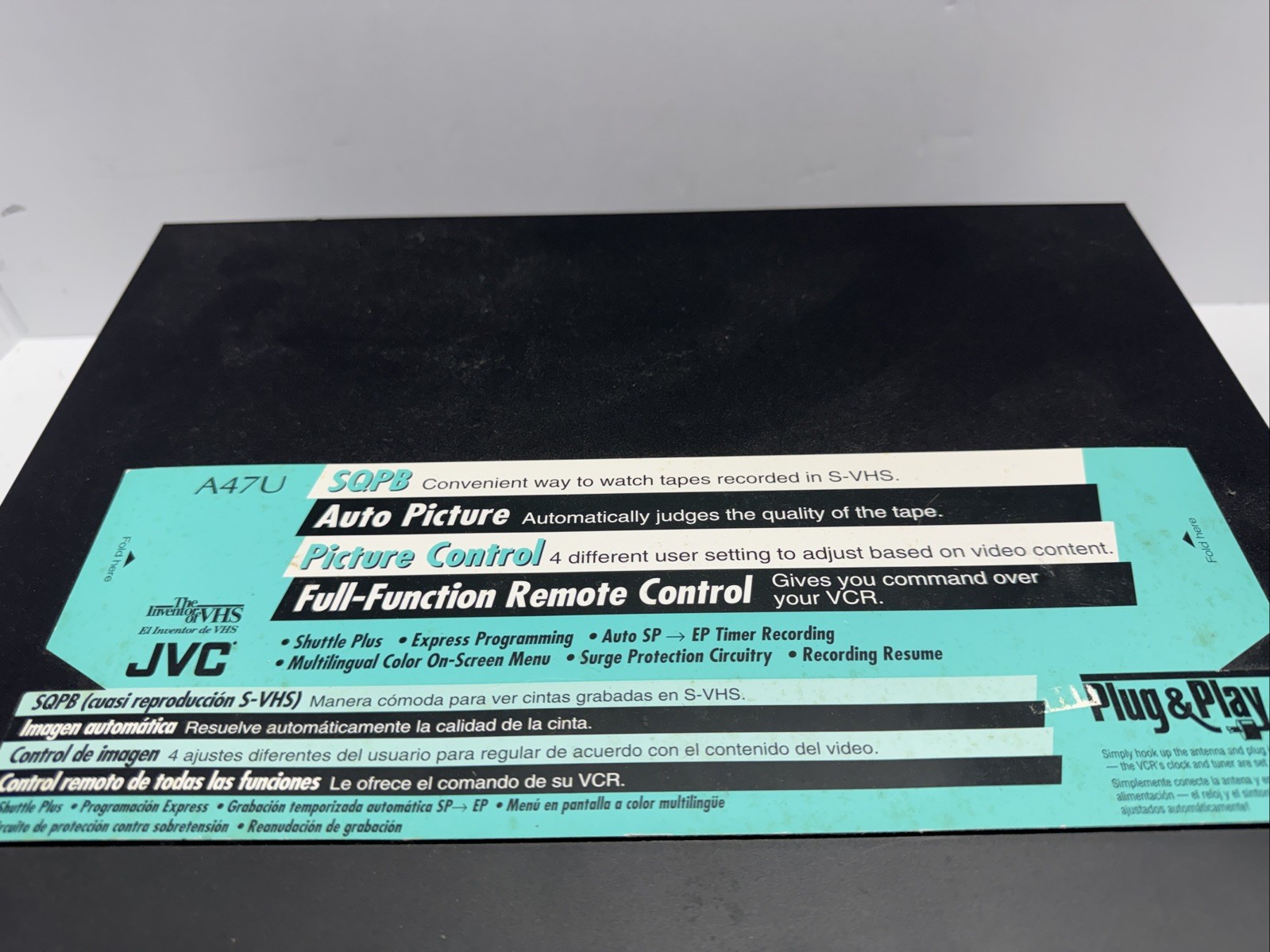 JVC VCR 4 Head Stereo Player HR-A47U Pro-Cision VHS Recorder No Remote Works