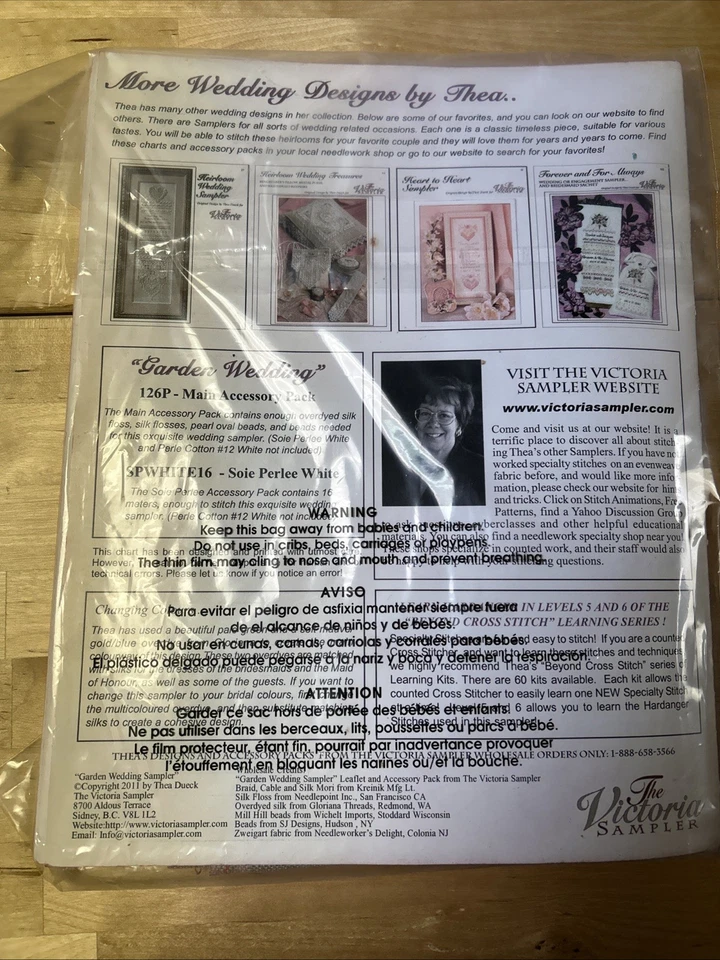 The Victoria Sampler Garden Wedding Sampler Cross Stitch Leaflet/Accessory Pack - Image 3 of 4