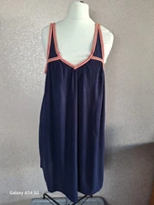 George Women's Navy With Pink Trim Tassels Summer Holiday dress Size Small