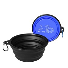2 PCS Black Blue Collapsible Dog Bowls Portable Silicone Travel Feeding Dish