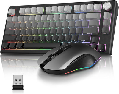 Redthunder K75 Gaming Tastatur Und Maus Set Kabellos, 75% US Layout, Seitliche T