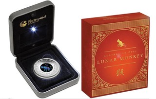 Australia Opale Serie Anno Lunare della Scimmia 2016 1 oz Moneta Argento Proof $1