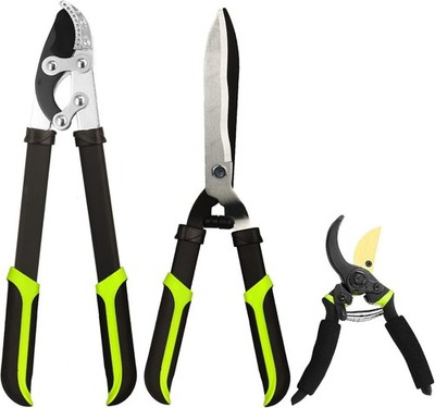 Hedge Clippers Pruners and Loppers Combo Set 19 inch Steel Blade Garden Tree