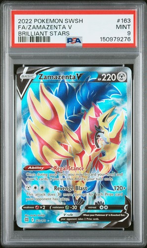PSA 9 - ZAMAZENTA V #163 FULL ART - 2022 POKEMON SWORD & SHIELD BRILLIANT STARS