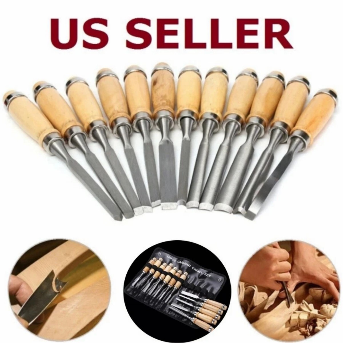 Professional 12 Piece Wood Carving Hand Chisel Tool Set Handmade Carving Tools