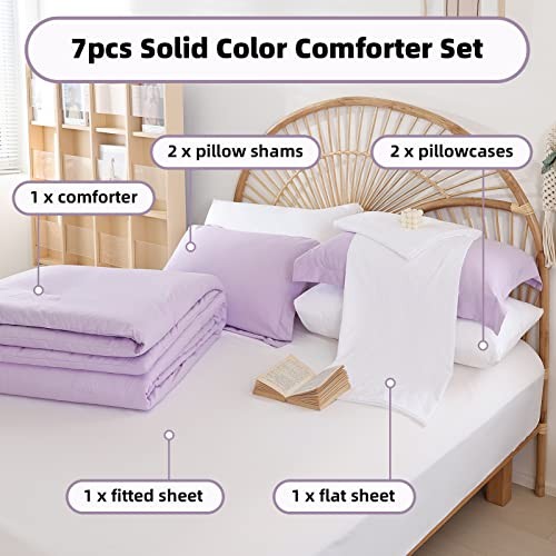 Queen Comforter Set Lavender Purple Comforter Queen Size 7 Pieces Bed in a - Bild 4 von 7