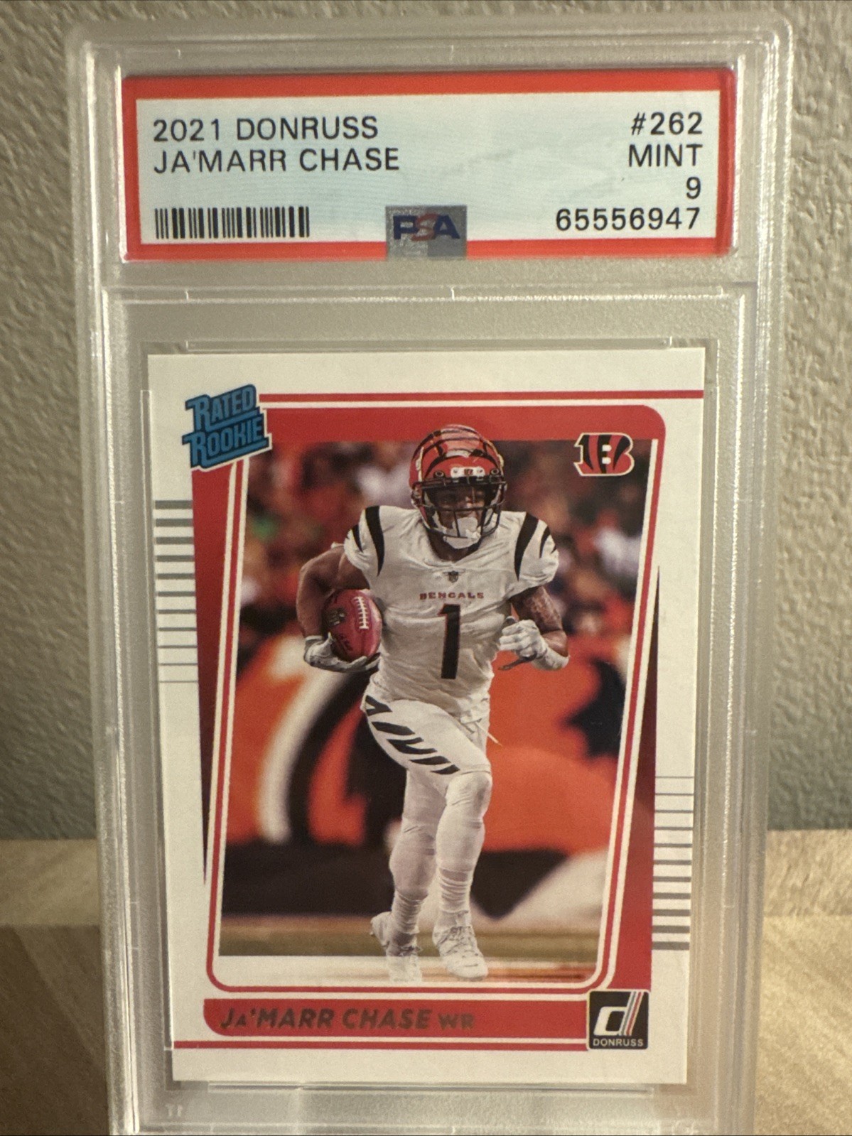 2021 PANINI DONRUSS #262 JA'MARR CHASE Rated ROOKIE RC PSA 9🔥🔥📈📈🐅🐅🐅🐅