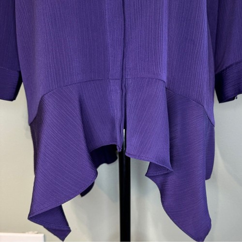Blusa Top túnica morada Simply Vera Wang manga larga con botones M - Imagen 2 de 9