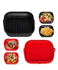 7.7 Inch Silicone Air Fryer Liners Square 2 Pack, Reusable Collapsible