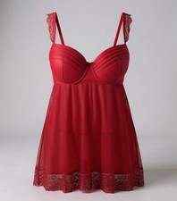 PARFAIT 36D Large Red Underwire Chemise Nightie Slip R 68