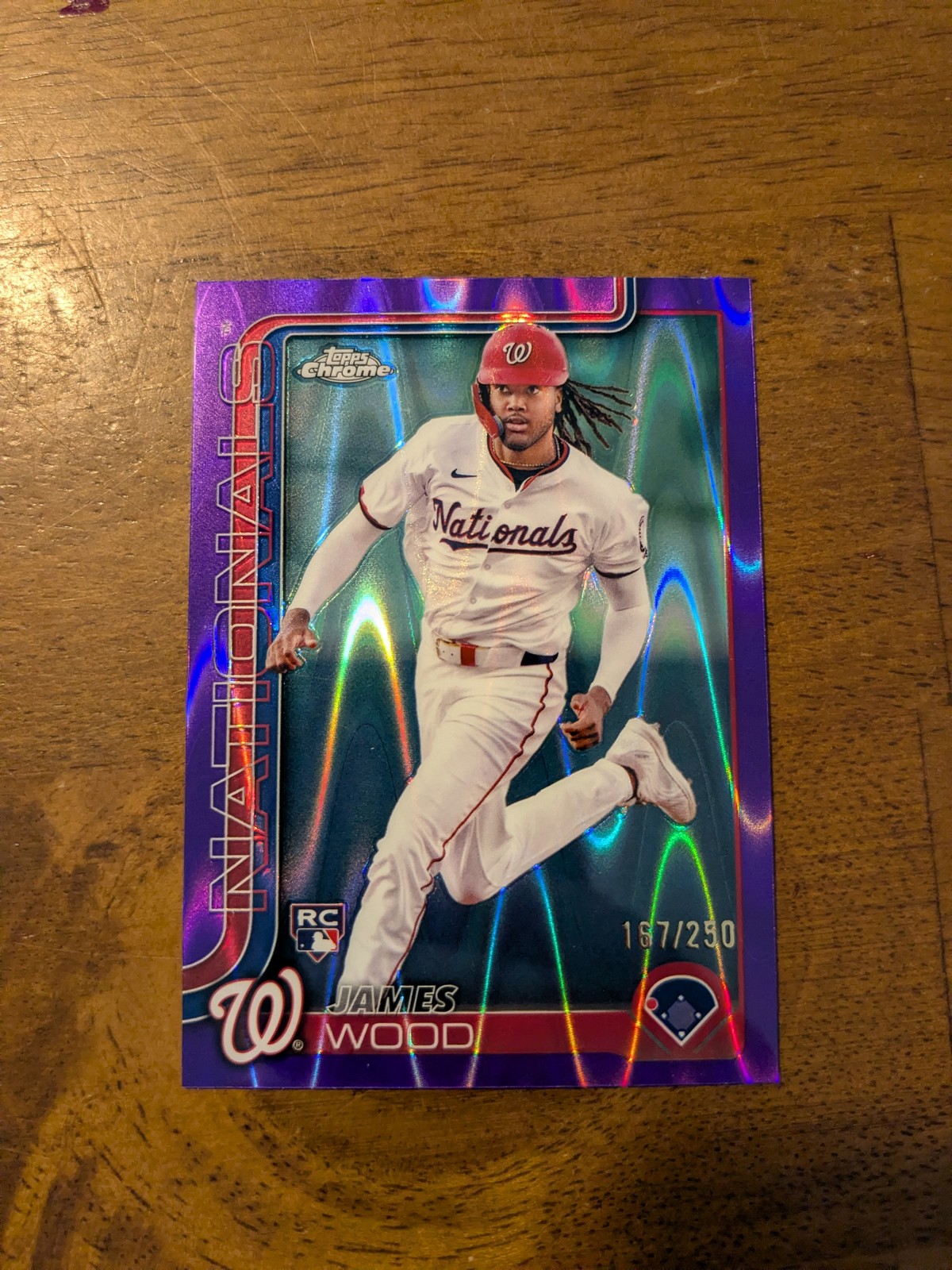 2025 Topps Chrome #132 James Wood Purple Raywave Refractors #/250