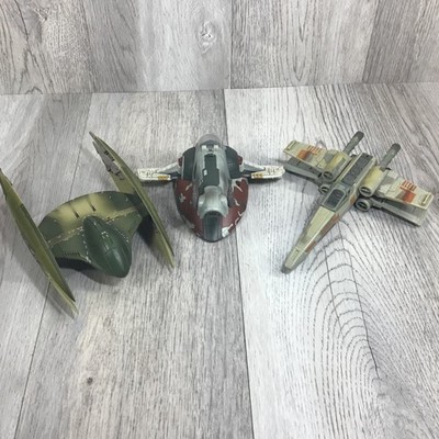 Vtg Lot of 3 Star Wars Ships Boba Fett Slave 1/Ep 1 Droid Fighter/X-Wing Fighter