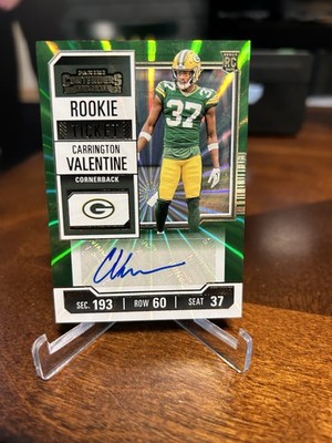 2023 Panini Contenders Rookie Ticket Auto Green Lazer Carrington Valentine #174