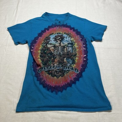 Grateful Dead Bertha Skeleton T-Shirt Liquid Blue Small Stained Distressed