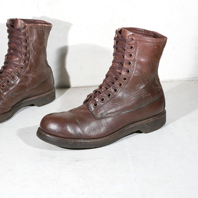 US Navy Brown Pilot Boots Dated 1965 Vietnam Era sz 9 R - Vtg Jump Flyers Flight