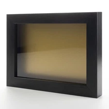 Charcoal 6x6 Wood Shadow Box With Gold Acid-Free Backing 5/8 Usable Depth